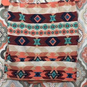 Lularoe Large Cassie Coral Rust Aztec Print